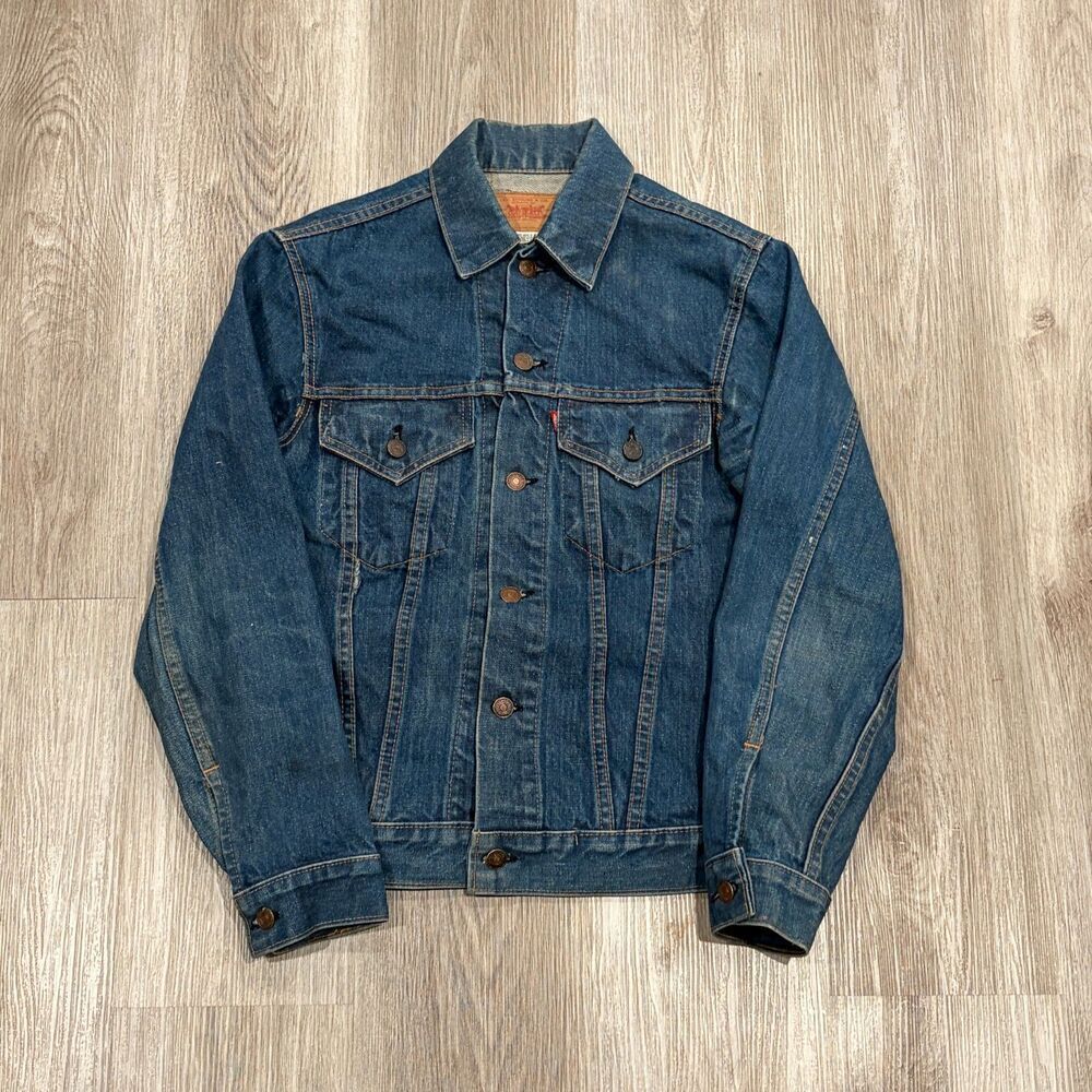 RARE Vintage 60s Levi's Big E Type 3 Denim Jean Jacket Men's Size 36 Dark Wash